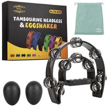 Glory Tambourine,Double Row Tambourine, Half Moon Double Metal Black