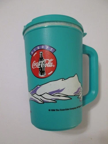 Vtg 1996 Coca Cola Insulated Aladdin Mug with Lid Polar Bear Scene slushie cup