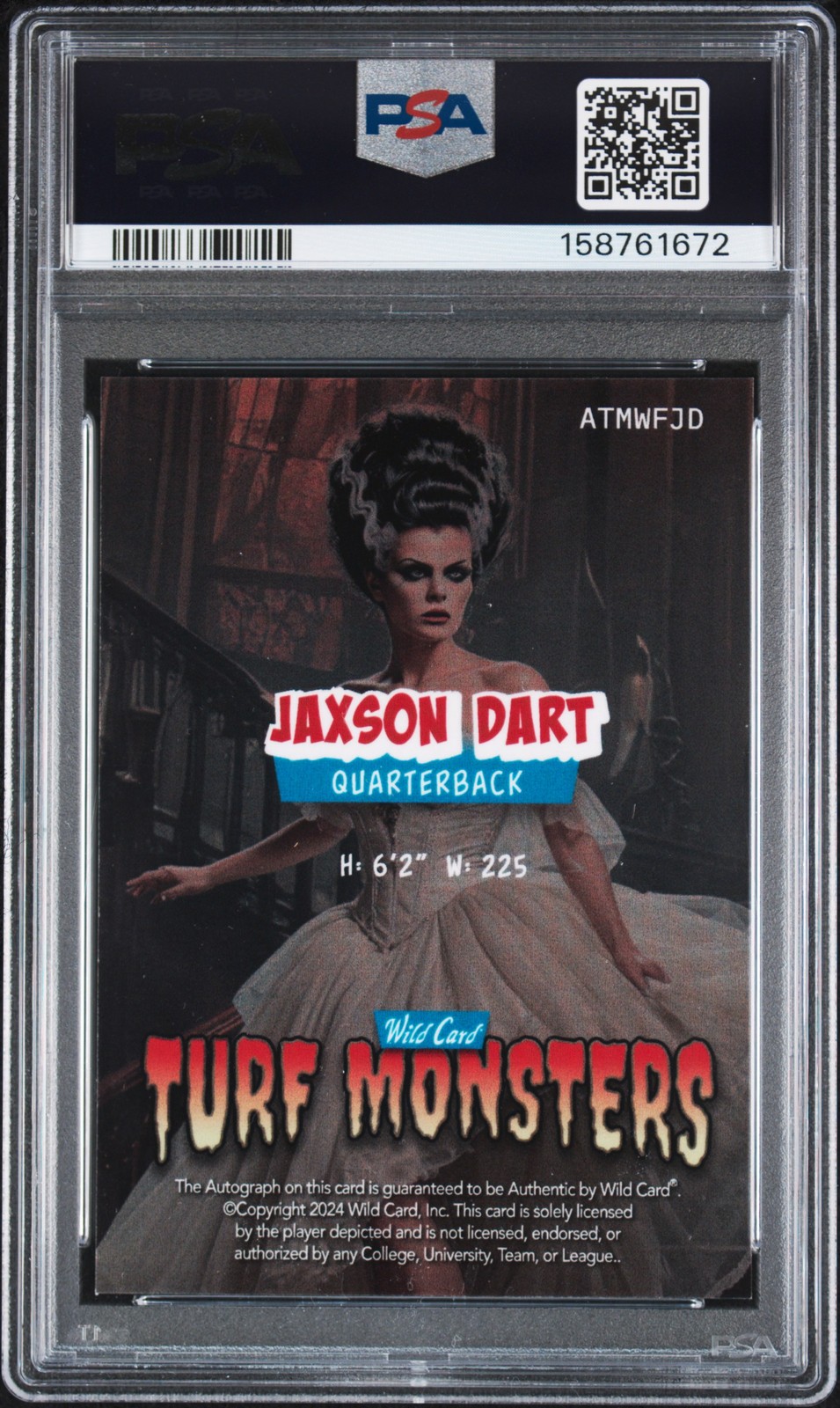 2024 WILD CARD HAUNTED HITS ISLAND FOIL-SILVER JAXSON DART 1/1 PSA AUTH AUTO 9 view 2