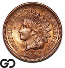 1891 Indian Head Cent Penny, Lots Of Red, Choice BU++
