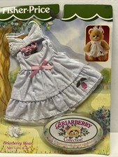 Fisher-Price BRIARBERRY BEARS 71763 WHITE SUMMER DRESS W/ PINK RIBBON LACE BOW