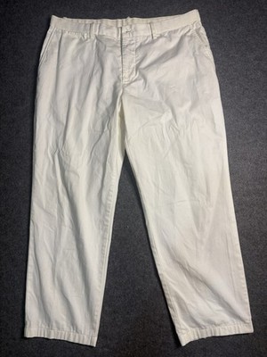 UNIQLO EZY Ankle Pants Men s XL White Chino Casual Cropped Relaxed Flat Front
