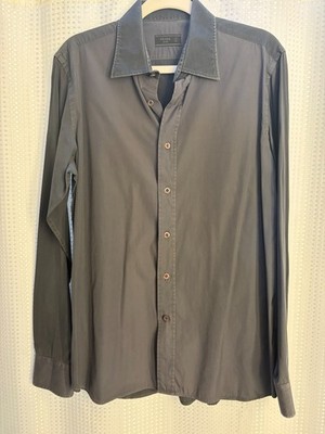 Prada, Men's, Long Sleeve Button Down, Steel Blue, Size IT 41, Made in Italy