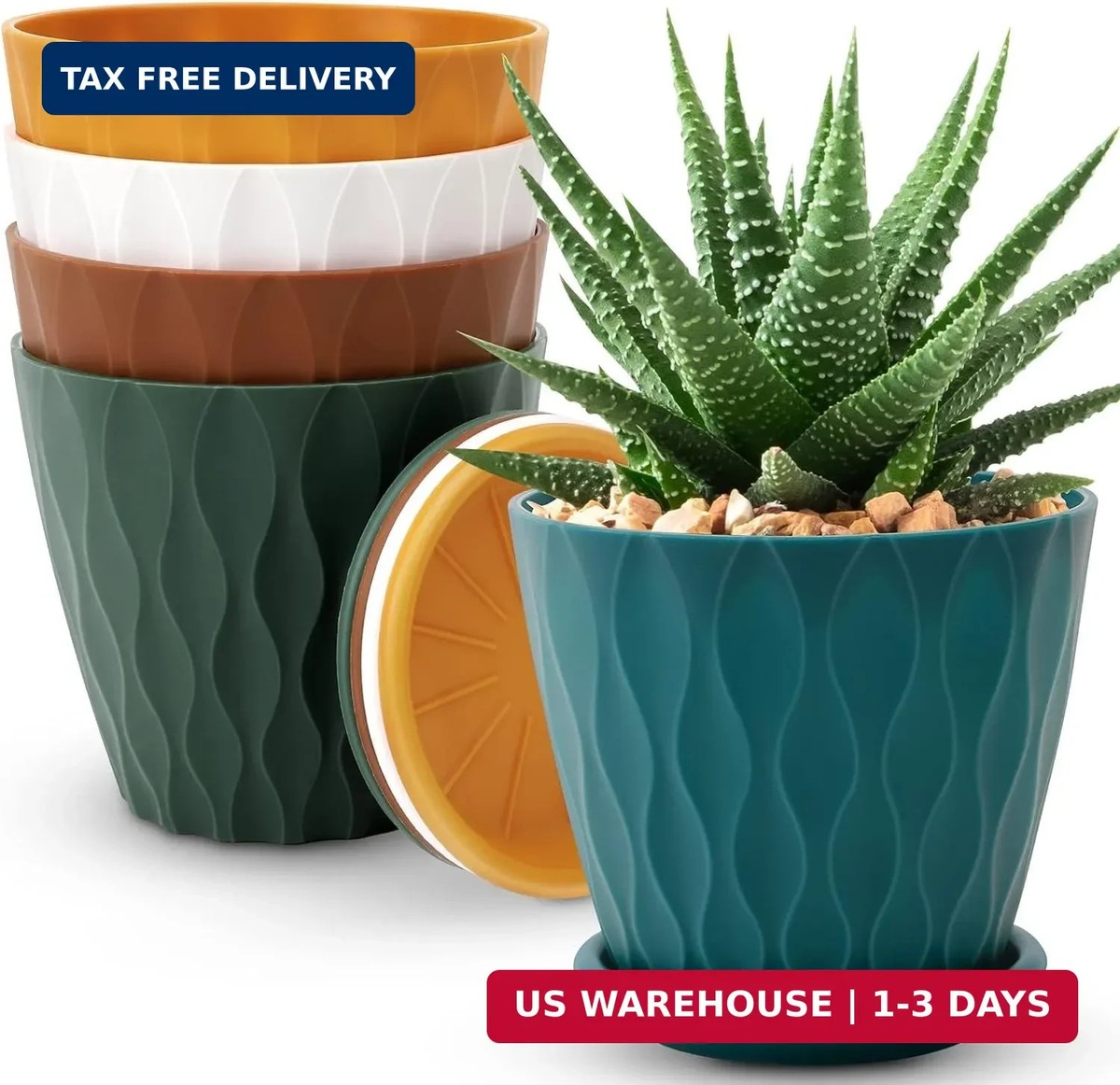 YNNICO 6 inch Plant Pots, 5 Pack Flower Pots Outdoor Indoor, Planters with  Drain | eBay