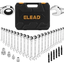 ELEAD 33-Piece Combination Ratchet Wrench Set | SAE  Metric Sizes 1/4 to 3/4 ...