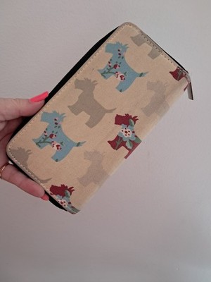 Scottie Puppy Dog Wallet Scottish Terrier Zip Around Clutch Black Blue Beige 7x4