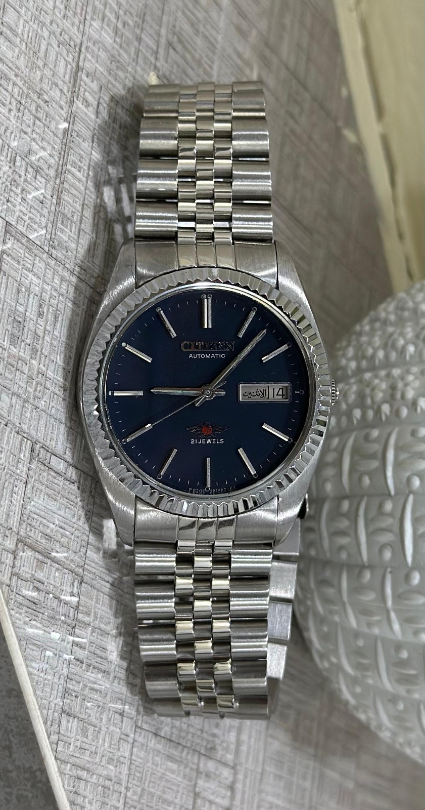 Rare Citizen Eagle Automatic 21 Jewels Blue Dial Japan Made Watch For Mens