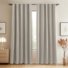 Linen Texture Blackout Curtains 84 inch 52W x 84L 2 Pack Natural