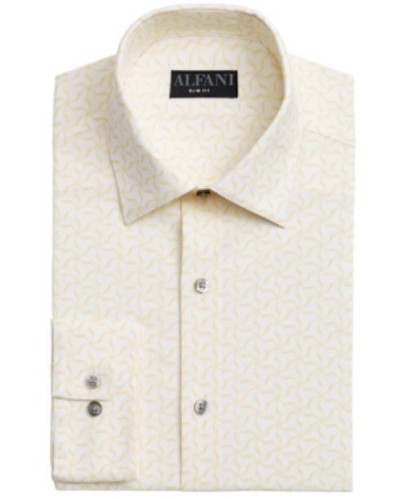 Alfani Men's Slim Fit 2-Way Stretch Performance Dress Shirt in Yellow-14-14.5 32