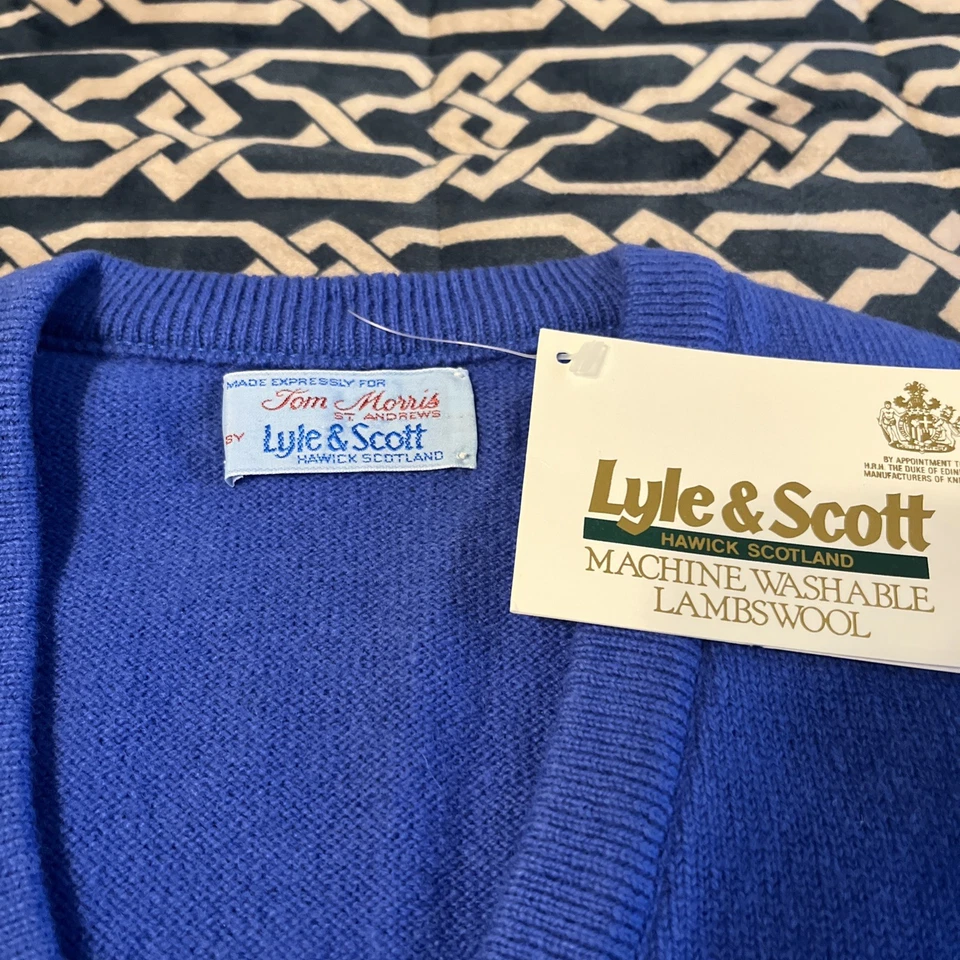 Винтажный и совершенно новый 100% чисто ягненка шерсти синий свитер жилет размер L - Изображение 4 из 4