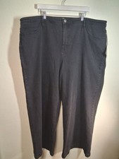 NWT Ava Viv Denim Jeans Black Wide Leg Relaxed Fit Stretch Size 26 MSRP 35