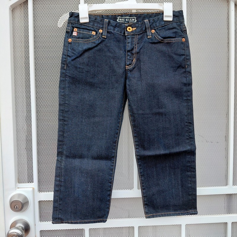 Big Star Dark Wash Low Rise Cropped Capri Stretch Denim Jeans Size 27 R NEW