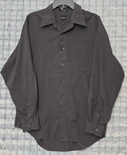 Arrow Black Dress Check Shirt Men's Large 16 - 16.5 Button Up Classic Casual