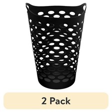 Flexible Laundry Hamper Basket with Handles for Easy Carrying Black 2 Pack