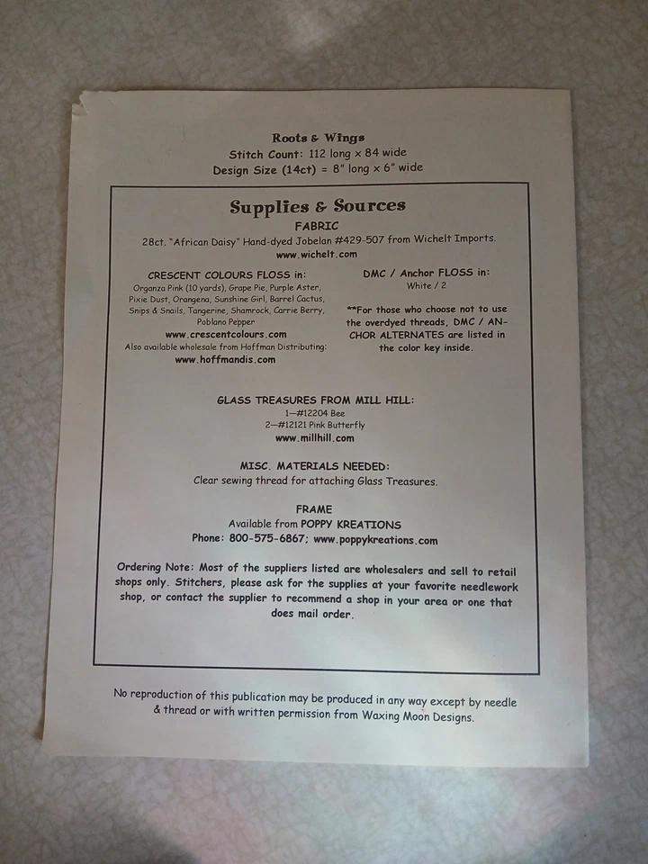 Waxing Moon Designs Cross Stitch Pattern Roots And Wings - Image 4 of 4