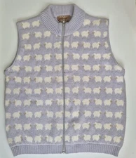 Vintage Woolcraft Wool Angora Blend Sweater Vest Lilac White Sheep Super Soft 