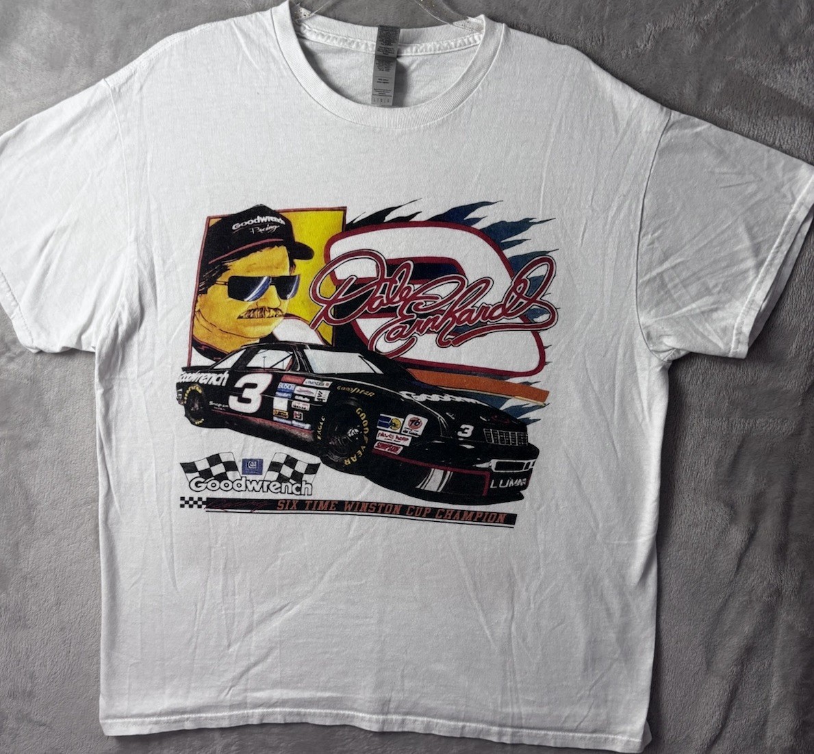 Dale Earnhardt #3 Goodwrench NASCAR Racing T Shirt Mens L White Graphic Tee