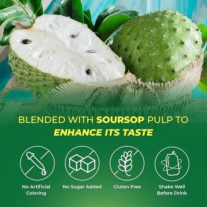 American Drop Soursop Juice With Pulp - 16.6Oz (Pack Of 6) - Fresh, Natural, NFC