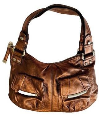 B Makowsky Y2K Hobo 100% Leather Shoulder Bag | Bronze Metallic A98252 EUC
