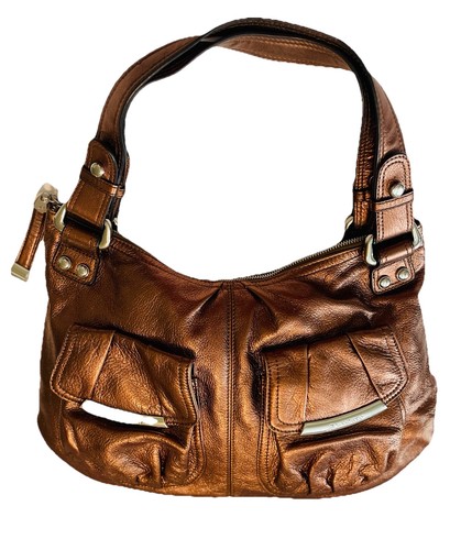 B Makowsky Y2K Hobo 100% Leather Shoulder Bag | Bronze Metallic A98252 EUC - Picture 2 of 12