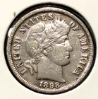 1898 Barber Silver Dime 10c Ten Cent US Coin Philadelphia Mint  *366