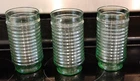 Vintage Set of 3 Anchor Hocking Green Raised Ribbed Glass Tumblers 6" Tall 16 oz