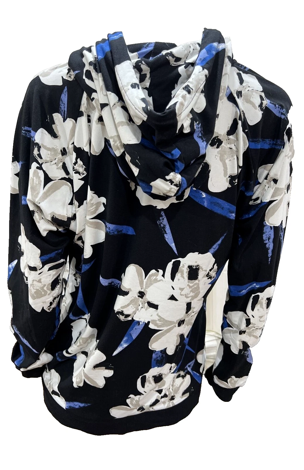 OFF WHITE Felpa con cappuccio LILDY donna blu nero avorio floreale super morbida in ottime condizioni