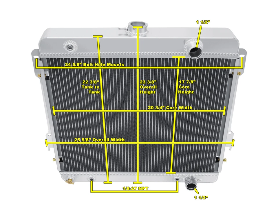 3 Row Supply Champion Radiator for 1975 1976 1977 1978 Dodge D100 L6 Engine - Image 3 of 4