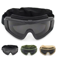 Tactical Goggles With 3 Lenses Impact Resistant Paintball Safety Glasses Eyewear