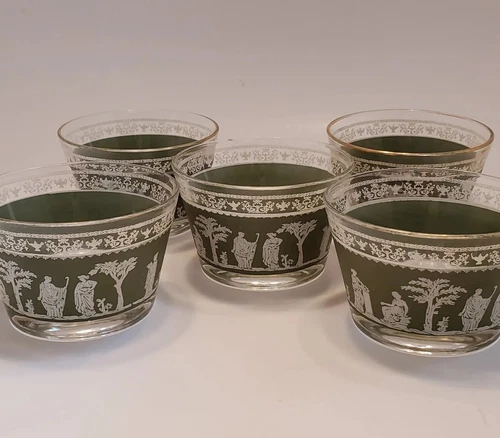 Wedgwood Jasperware Jeanette Dessert Glass Bowls Custard Lot of  5 GREEN 2 1/2"
