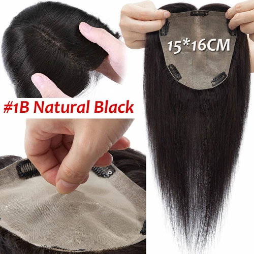 100% Echthaar Topper Toupet Extensions Clip In Remy Human Hair Toupee Haarteil l - Bild 49 von 84