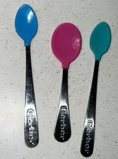 Set Of 3 GERBER Baby Toddler Colored Soft Tip Spoons Stainless Steel