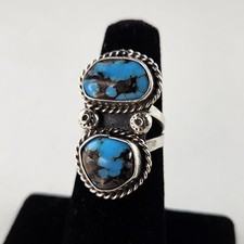 Sterling Silver Ring Turquoise Southwest Design 6.5g Size 5 7980