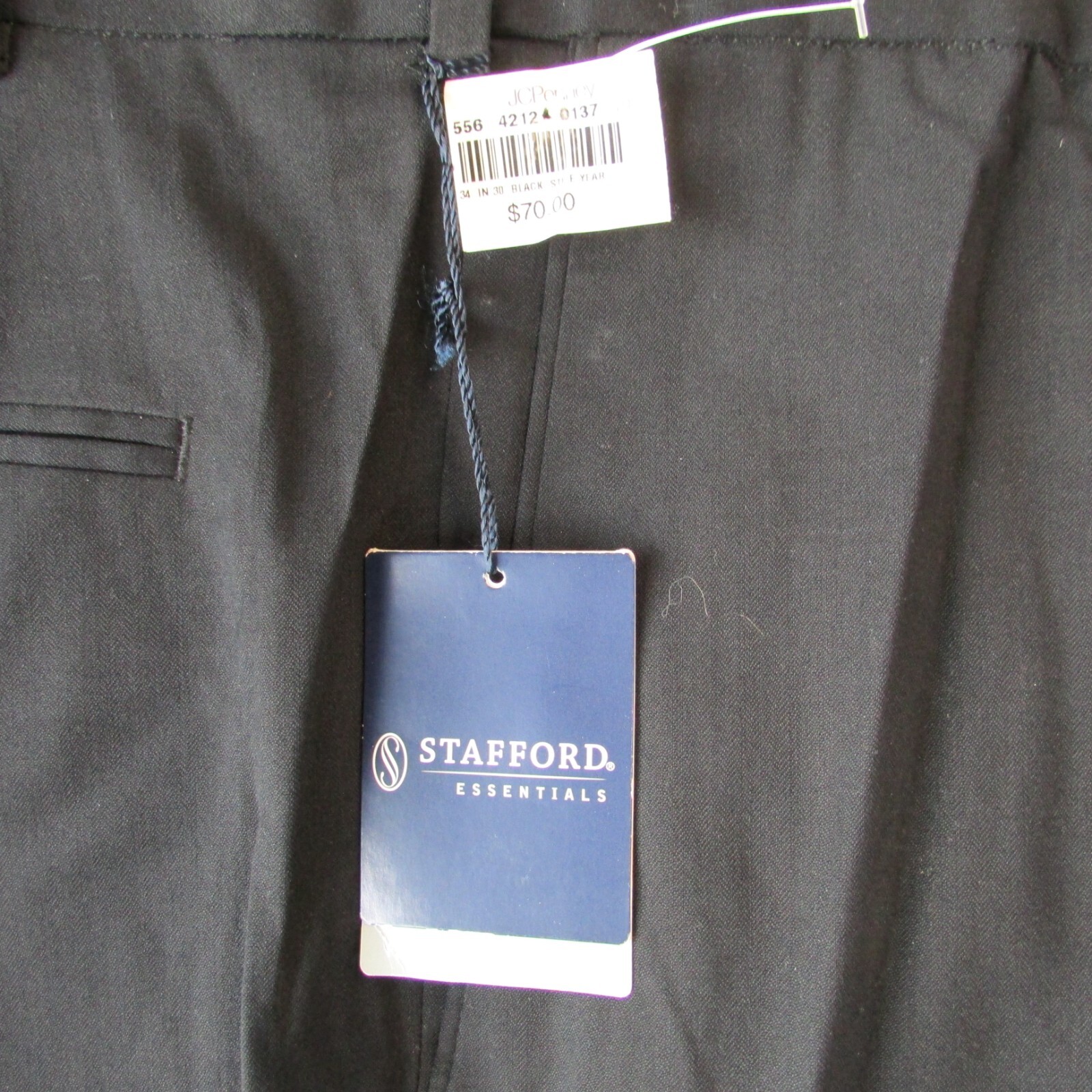 Stafford pants black 44 x 30 classic fit mens machine wash office NEW