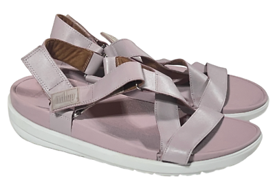 NEW FITFLOP SOFT LILAC LOOSH LEATHER CROSS STRAP SANDALS SHOES SIZE 11 |  eBay