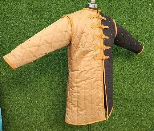 Halloween Gambesón Medieval Grueso Acolchado Manga Completa Abrigo Aketón Disfraz Larp Foto 3 de 4