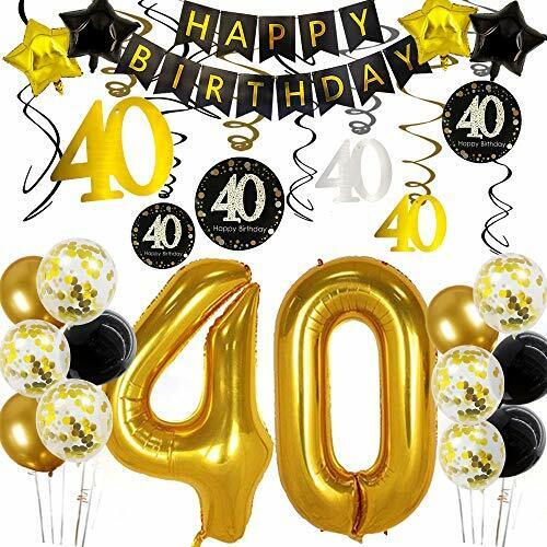 Globos mezclados dorados y negros para decoración de fiesta de cumpleaños,  25 piezas, 40 años, hombre y mujer, aniversario