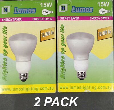 2 x 15W CFL R95 Reflector Globes Bulbs Lamps Daylight 6400K E27 Screw Fluorescen