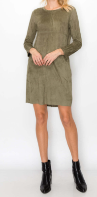 JOH Aurora SHIFT DRESS Olive Green FAUX SUEDE Long Sleeve PULLOVER Pockets Small | eBay JOH Aurora SHIFT DRESS Olive Green FAUX SUEDE Long Sleeve PULLOVER Pockets Small | eBay