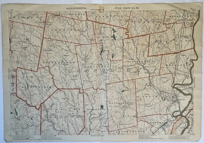 1891 Original Map,Northampton,Chesterfield,Hatfield,Goshen,Willamsburg,Mass MA