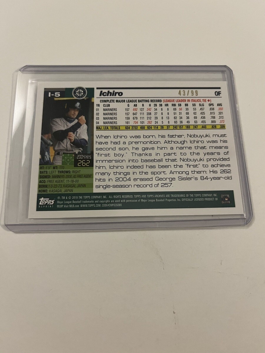 2019 Topps Archives Ichiro Retrospective Green /99 #I-5 | eBay