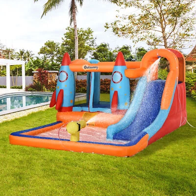 Outsunny Aufblasbare Hüpfburg inkl. Gebläse, Flicken und Befestigungsmaterial