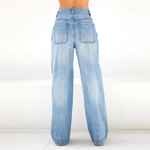 Sweatpants Jeans Pull On Women's Jeans Baggy Stretchy High Waist Denim Wide Leg - 第 6/6 張圖片