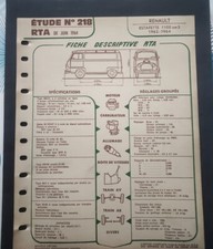 Ancienne Fiche technique automobile - RTA -  Renault Estafette - 1964