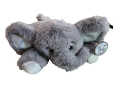 Bearington Baby NWT Rattle Lovey Security Plush Elephant Gray Satin Bow Chevron