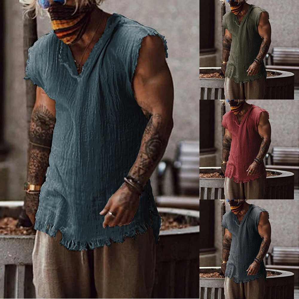 Mens sleeveless v top neck t shirts