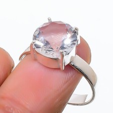 White Topaz  Gemstone Handmade 925 Sterling Silver Jewelry Ring Size 8  US 