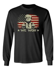 Trump We Won 2024 President Elections Finger USA Flag Long Sleeve Tshirt