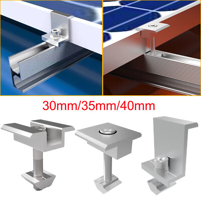 Mittelklemme - 4 Stück Aluminium Mittelklemme 30mm Photovoltaik Solar Trapez Montagewinkel Halterung Solarpanel T-Klammern Montage Solarmodul zur Befestigung von Solarmodulen Solarpanel