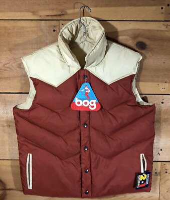 NEW Vintage B.O.G 50% Down 50% Feathers Snap Button Up Vest Mens Size Medium